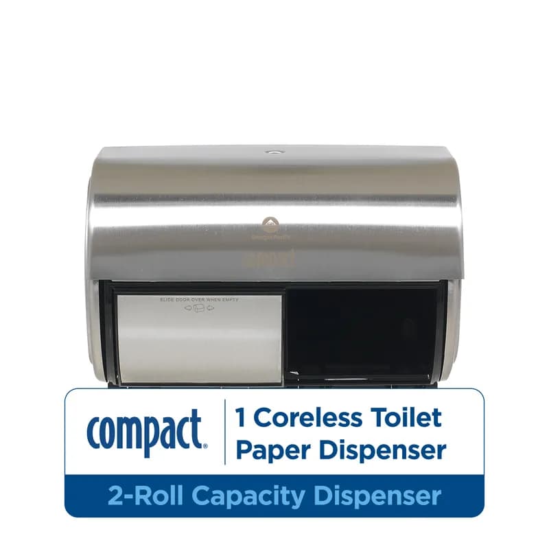 Compact® Toilet Paper Dispenser Stainless Steel Silver Side-by-Side Standard Coreless High Capacity 1/Each