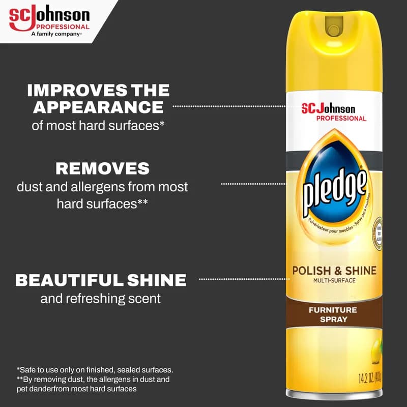 Pledge® Lemon Furniture Polish 14.2 FLOZ Aerosol 6/Case