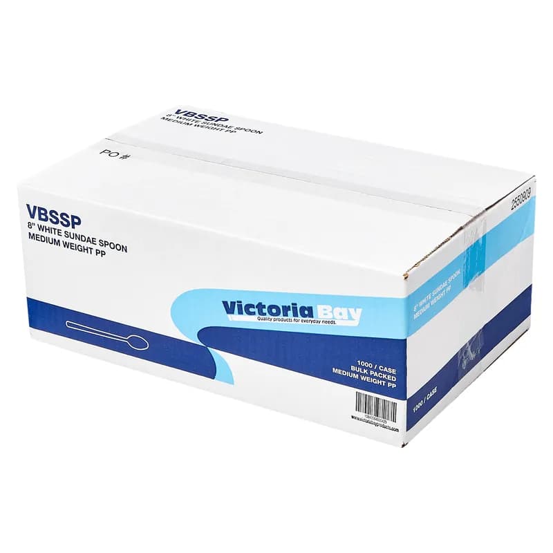 Victoria Bay Sundae Spoon 8 IN PP White Medium Weight 1000/Case