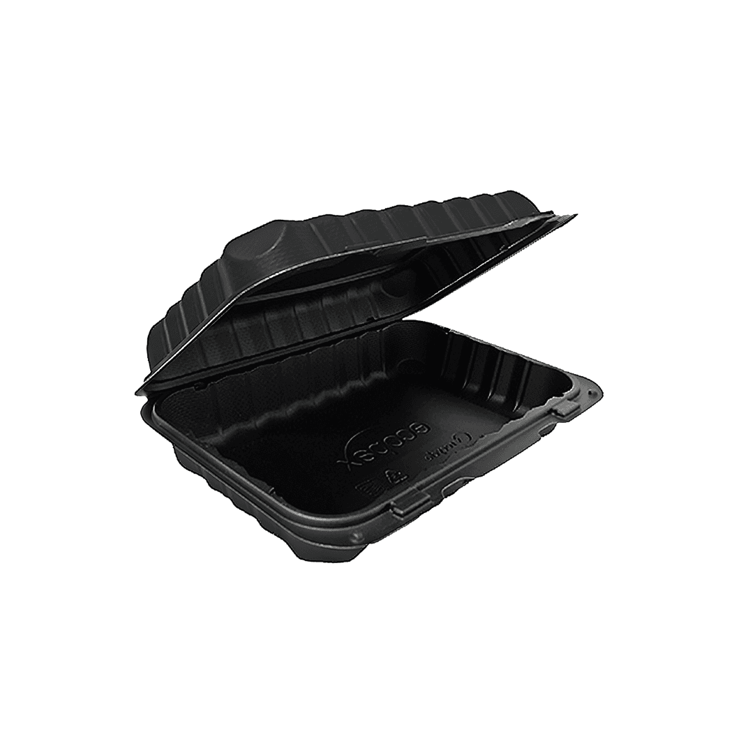 Take-Out Container Hinged 9.25X6.5X2.25 IN PP Black 150/Case