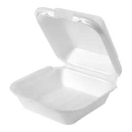 Take-Out Container Hinged With Dome Lid XL 6X6X2.94 IN Polystyrene Foam White Square 500/Case