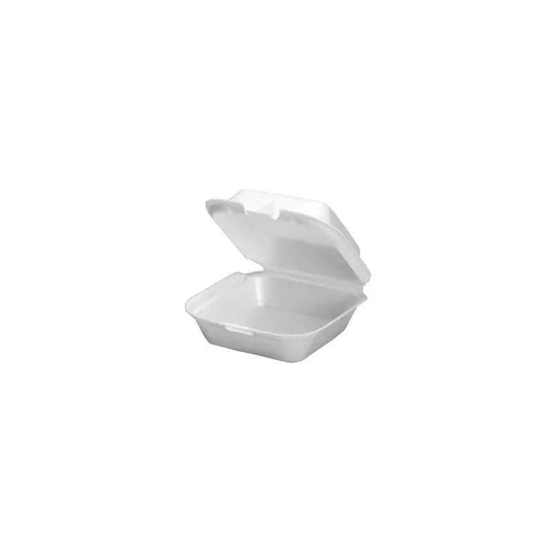Take-Out Container Hinged With Dome Lid XL 6X6X2.94 IN Polystyrene Foam White Square 500/Case