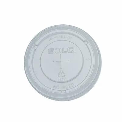 Solo® Lid Flat 3.7X0.4 IN PET Clear For 16 OZ Cold Cup With Hole 1000/Case