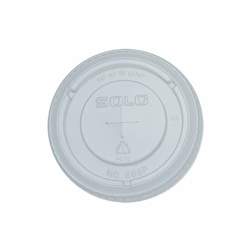 Solo® Lid Flat 3.7X0.4 IN PET Clear For 16 OZ Cold Cup With Hole 1000/Case