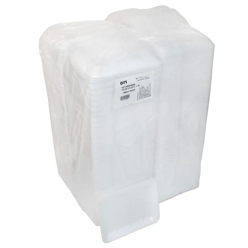 8H Supermarket Tray 10.58X8.33X1.18 IN 1 Compartment Polystyrene Foam White Rectangle Heavy 400/Case