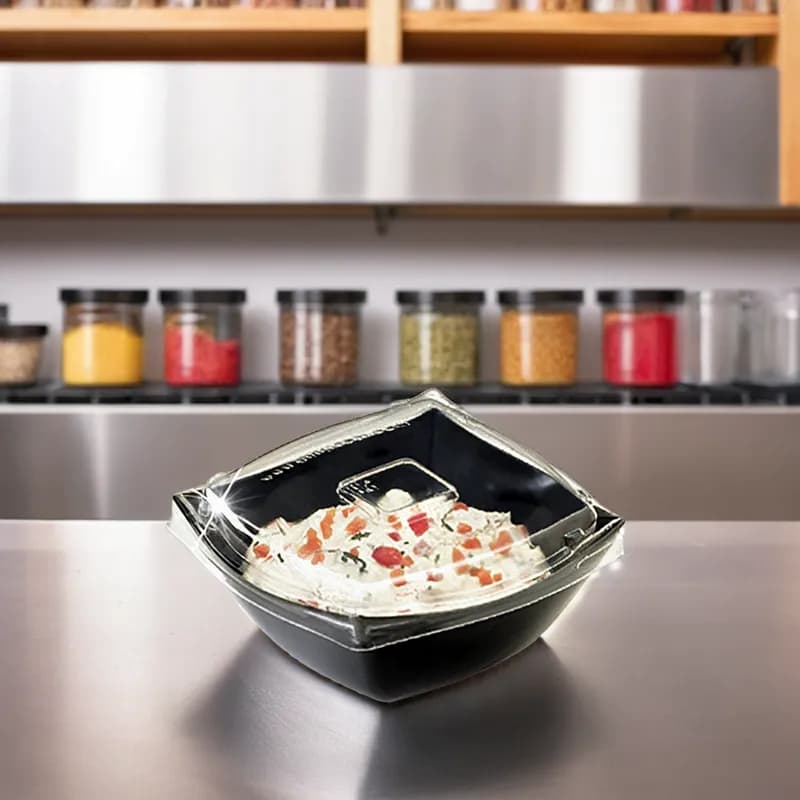Lid Dome Small (SM) Plastic Square For 8 OZ Serving Bowl 100/Case