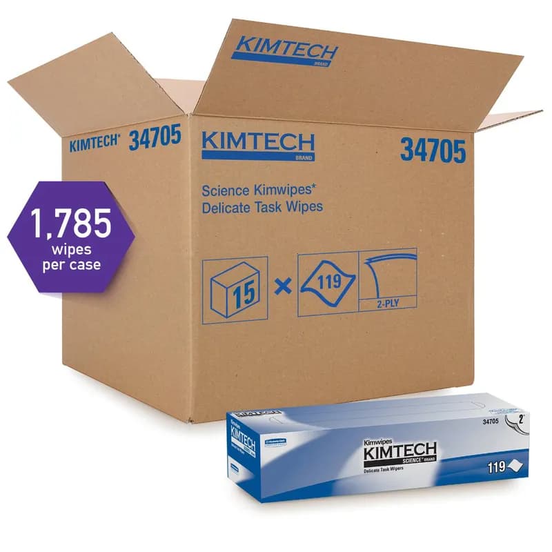 Kimtech™ Science Kimwipes Cleaning Wipe 11.22X12.3 IN Delicate Task 2 Tissue Paper White 120 Count/Box 15 Box/Case