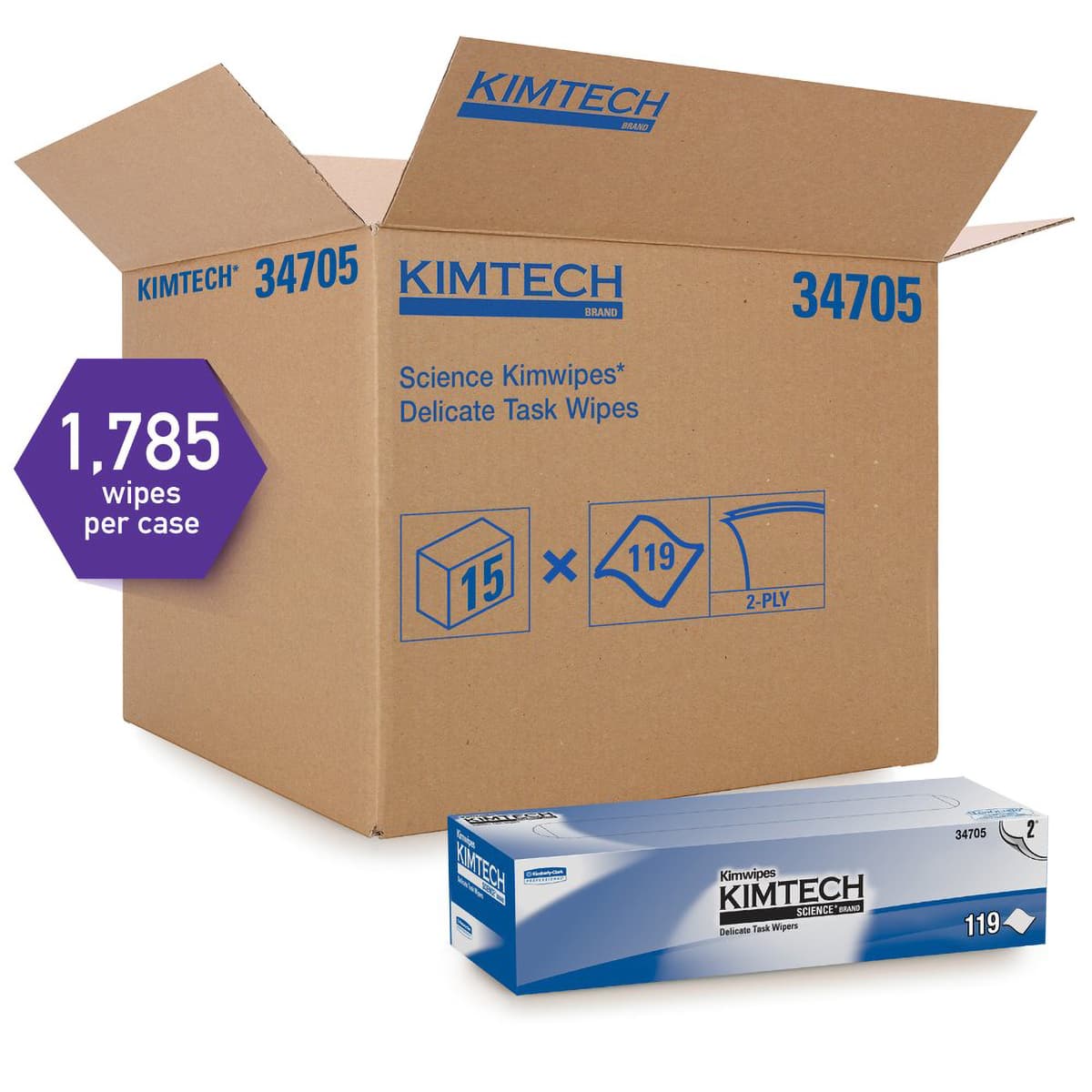 Kimtech™ Science Kimwipes Cleaning Wipe 11.22X12.3 IN Delicate Task 2 Tissue Paper White 120 Count/Box 15 Box/Case
