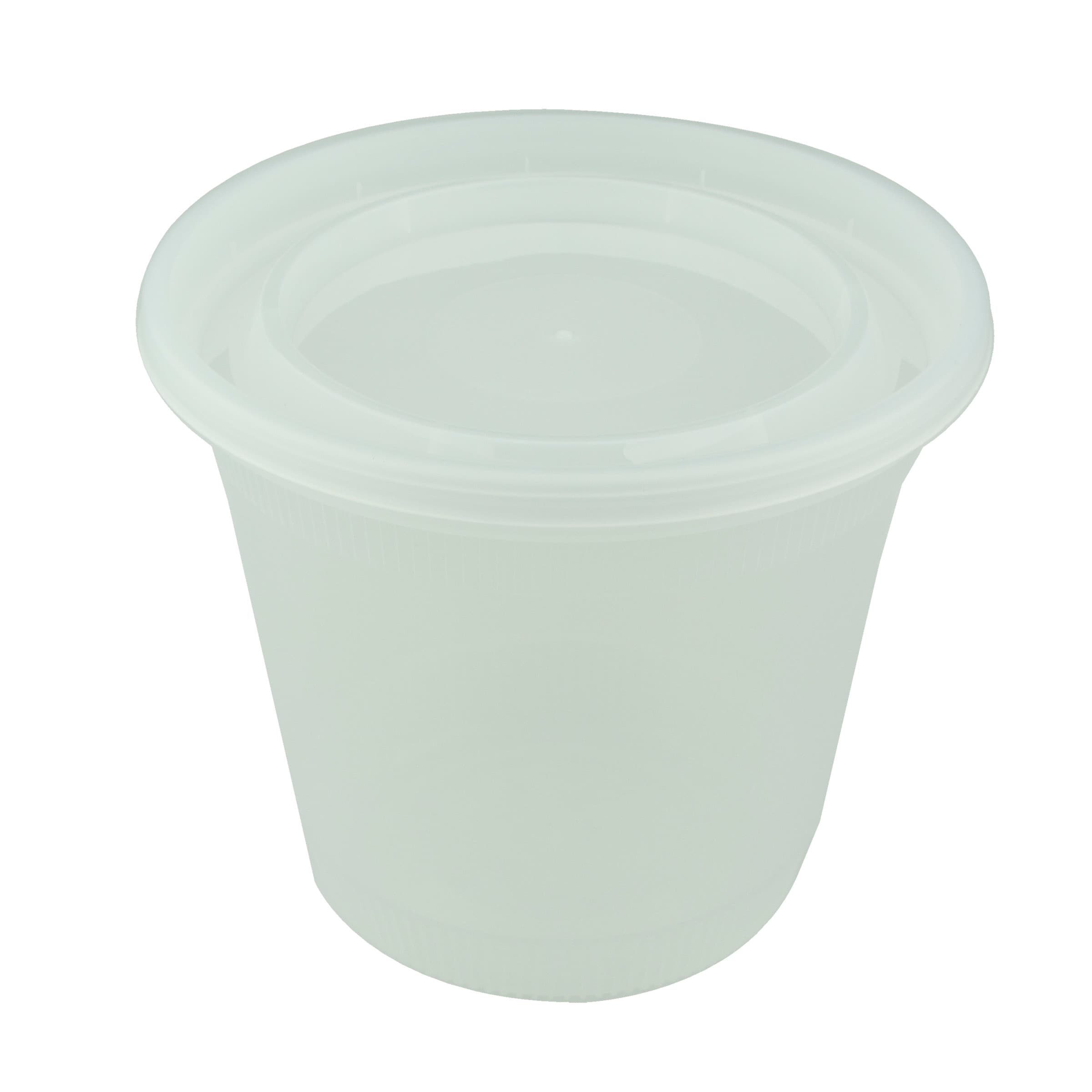 Deli Container Base & Lid Combo With Flat Lid 32 OZ PP LLDPE Clear Round Squat 200/Case