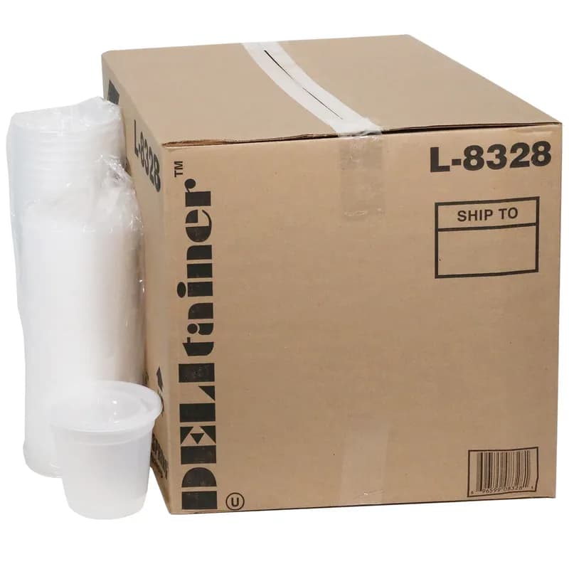 Deli Container Base & Lid Combo With Flat Lid 32 OZ PP LLDPE Clear Round Squat 200/Case