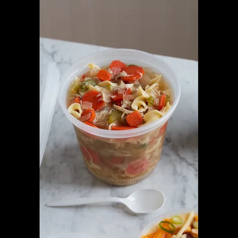 Deli Container Base & Lid Combo With Flat Lid 32 OZ PP LLDPE Clear Round Squat 200/Case