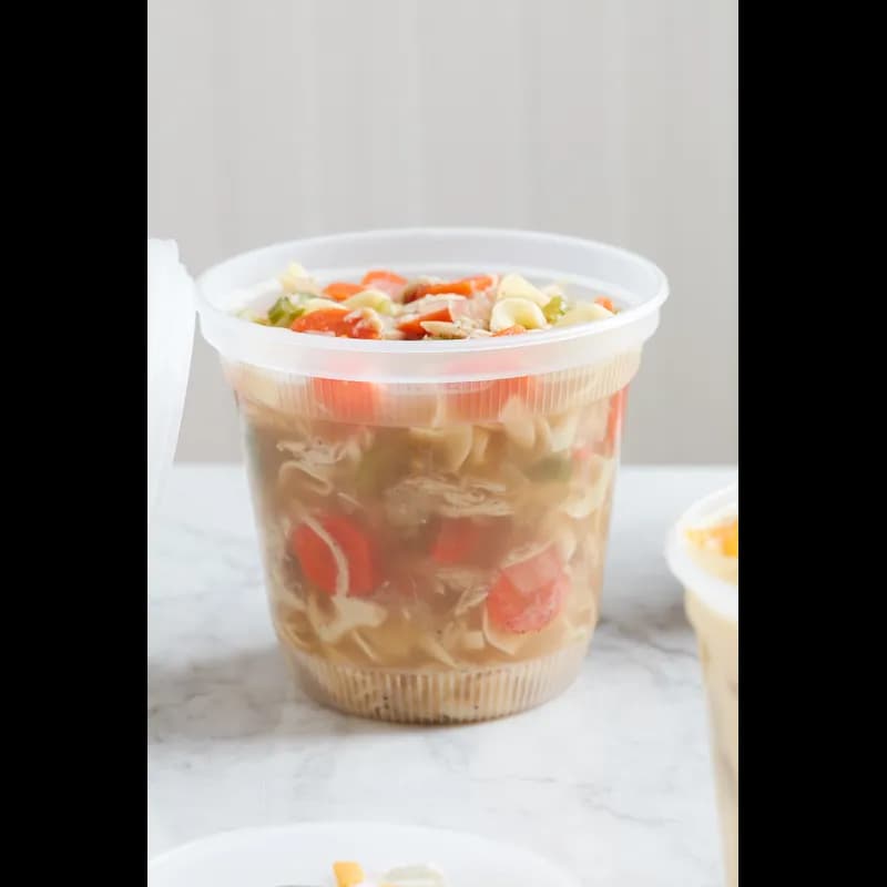 Deli Container Base & Lid Combo With Flat Lid 32 OZ PP LLDPE Clear Round Squat 200/Case