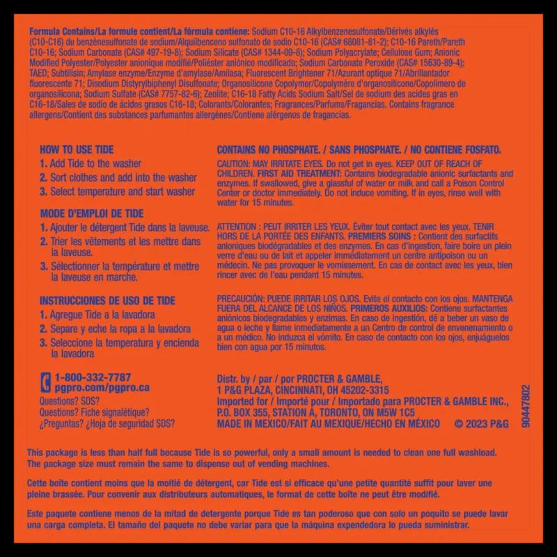 Tide® Laundry Detergent 1.1 FLOZ Powder Phosphate-Free Coin Vend 156/Case