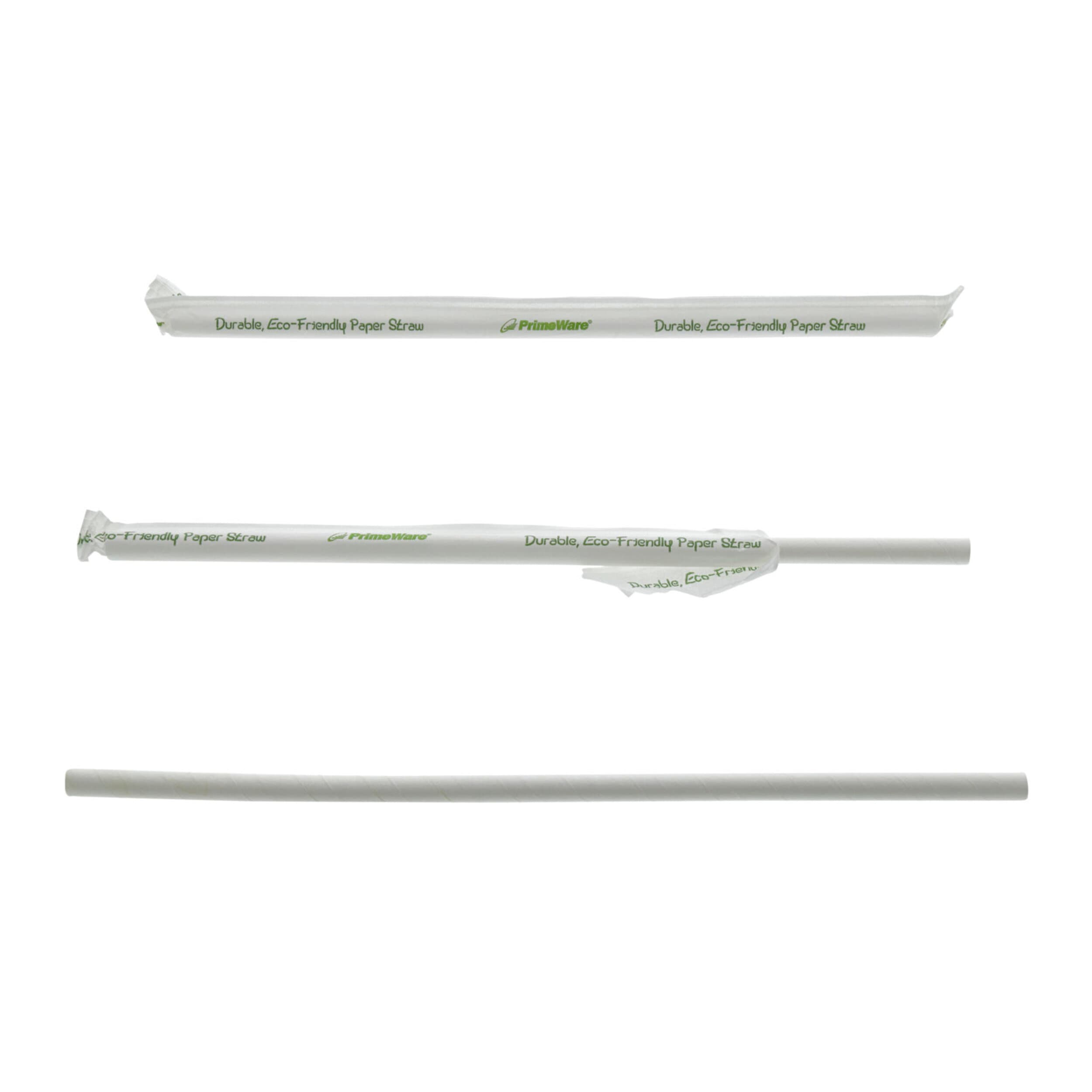 PrimeWare® Giant Straw 10.25 IN Paper White Paper Wrapped 300 Count/Pack 12 Packs/Case 3600 Count/Case