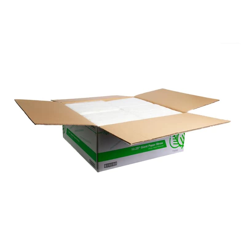 PrimeWare® Giant Straw 10.25 IN Paper White Paper Wrapped 300 Count/Pack 12 Packs/Case 3600 Count/Case