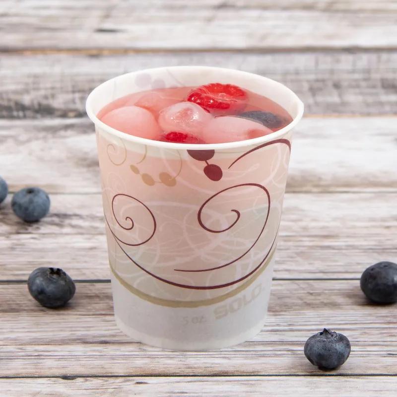 Solo® Cold Cup 5 OZ Wax Coated Paper Multicolor Symphony® Stock Print 100 Count/Pack 30 Packs/Case 3000 Count/Case