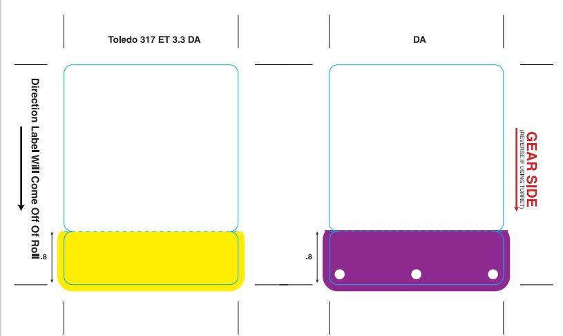 Toledo 317 ET 3.3 DA Label Perforated 13500/Case