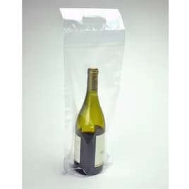 Wine Bag 7X3.5X19+1.25 IN LDPE MET 2.5MIL Clear With Adhesive Die Cut Handle Closure Bottom Gusset 250/Case