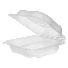 Clover Take-Out Container Hinged Large (LG) 8.35X8.32X2.88 IN PP Clear 150/Case