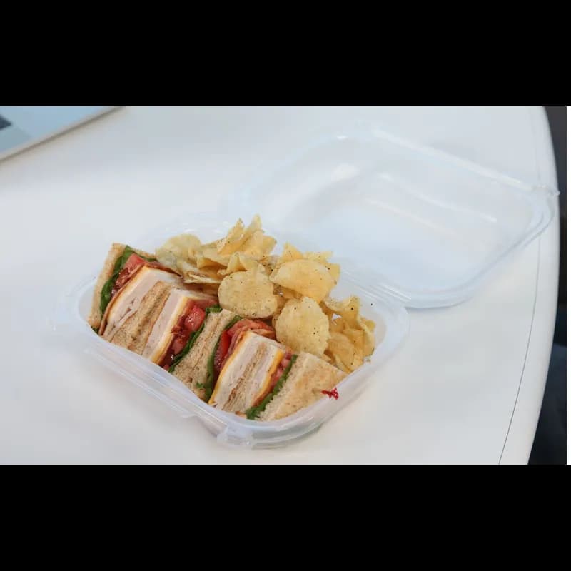 Clover Take-Out Container Hinged Large (LG) 8.35X8.32X2.88 IN PP Clear 150/Case