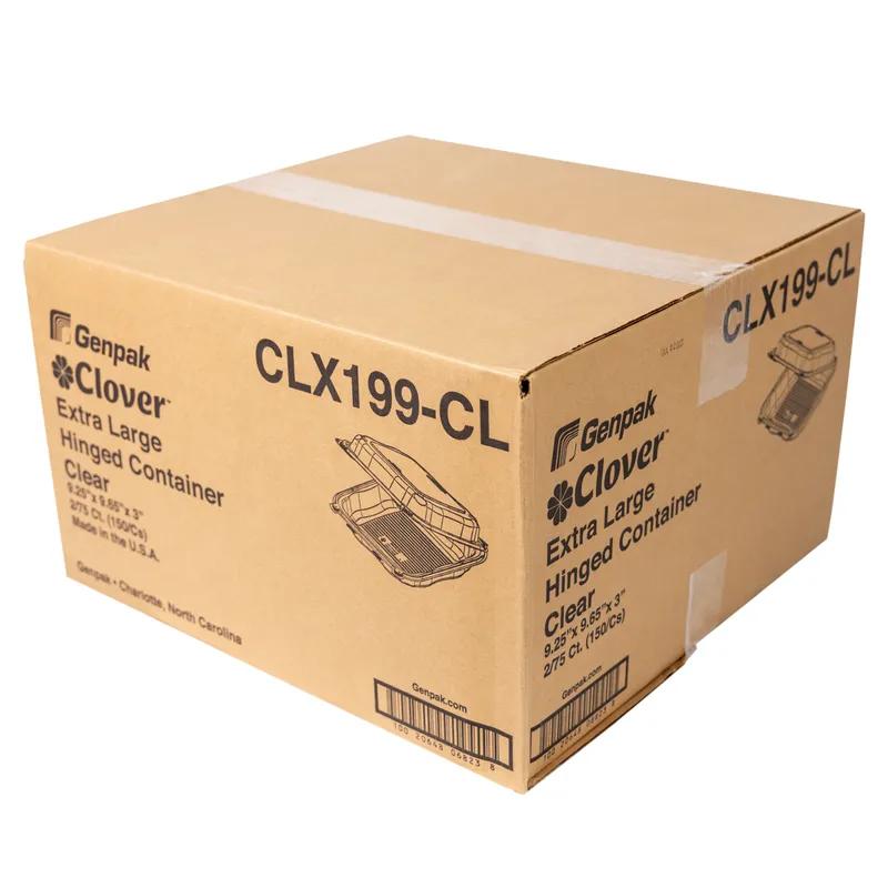 Clover Take-Out Container Hinged Large (LG) 8.35X8.32X2.88 IN PP Clear 150/Case