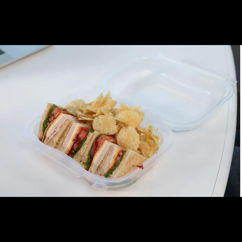 Clover Take-Out Container Hinged Large (LG) 8.35X8.32X2.88 IN PP Clear 150/Case