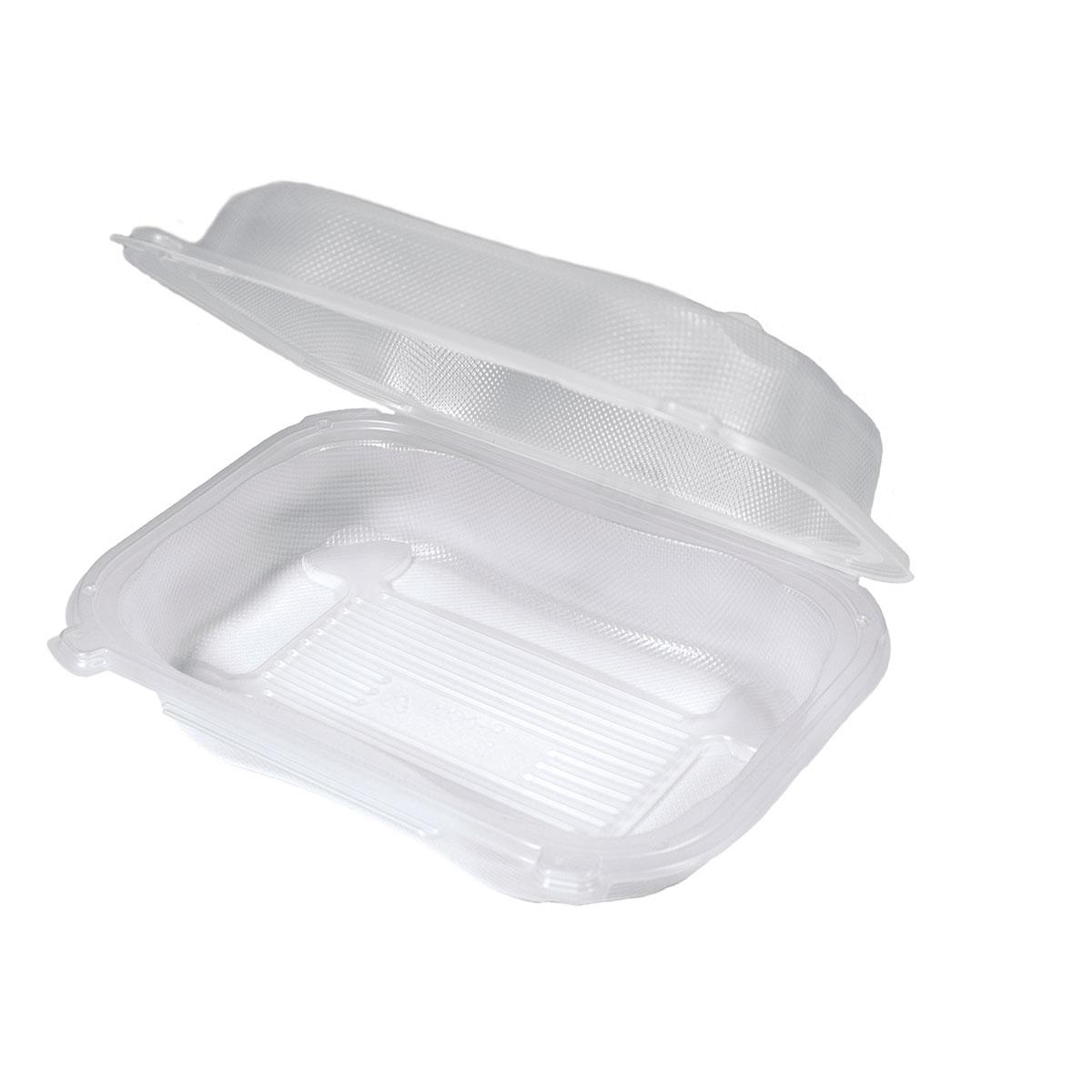 Clover Take-Out Container Hinged With Dome Lid 9.31X7.03X2.88 IN PP Clear Rectangle 300/Case