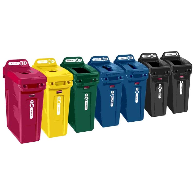 Slim Jim® Trash Can 22X11X30 IN 23 GAL Red Resin Vented 1/Each