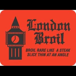 London Broil Meat Instruction Label 1.75X1.25 IN Black Fluorescent Red With Picture 1000 Count/Roll 20 Rolls/Case