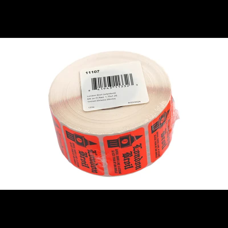 London Broil Meat Instruction Label 1.75X1.25 IN Black Fluorescent Red With Picture 1000 Count/Roll 20 Rolls/Case