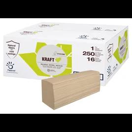 Folded Paper Towel Kraft Multifold 250 Sheets/Pack 16 Packs/Case 4000 Sheets/Case