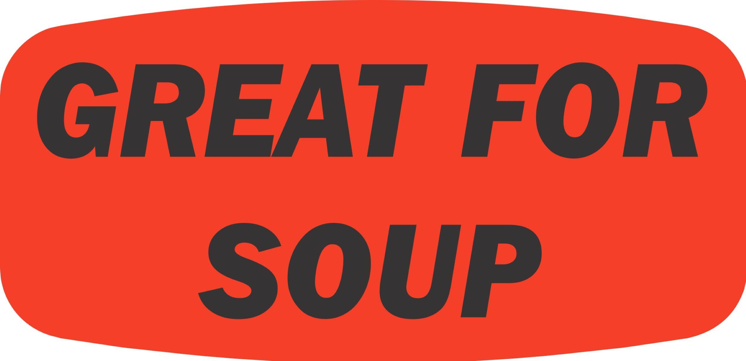 Great for Soup Label 0.625X1.25 IN Black Fluorescent Red Short Oval 1000 Count/Roll 50 Rolls/Case 50000 Count/Case