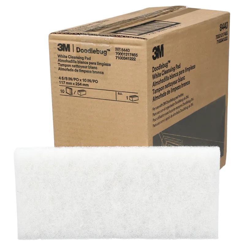 3M™ Doodlebug 8440 Cleaning Pad 10X4.625 IN White Synthetic Fiber 5 Count/Box 4 Box/Case 20 Count/Case