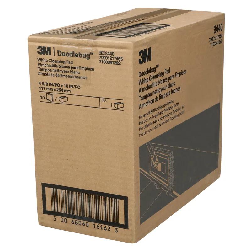 3M™ Doodlebug 8440 Cleaning Pad 10X4.625 IN White Synthetic Fiber 5 Count/Box 4 Box/Case 20 Count/Case