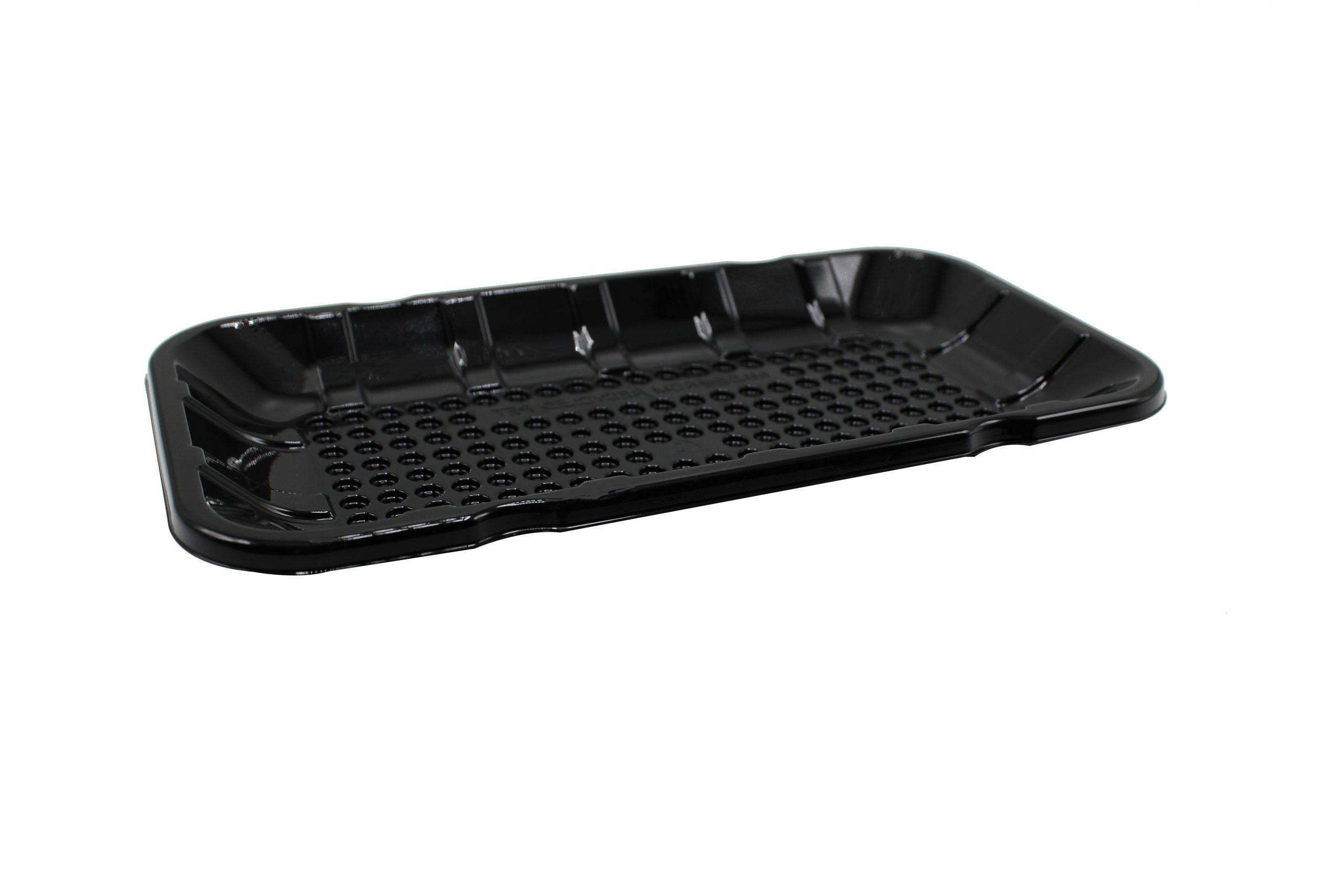 EZ-Tray Meat Tray 8.25X4.75X0.52 IN APET Shallow Black Rectangle Honeycomb 300/Case