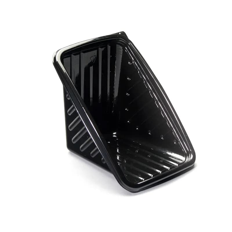 The BOTTLEBOX ® Sandwich Wedge Take-Out Box 7X4.5X3.5 IN PET Black Triangle 100/Case