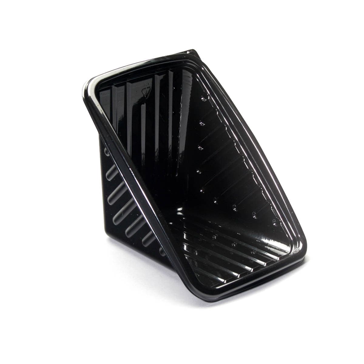 The BOTTLEBOX ® Sandwich Wedge Take-Out Box 7X4.5X3.5 IN PET Black Triangle 100/Case