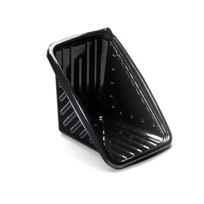 The BOTTLEBOX ® Sandwich Wedge Take-Out Box 7X4.5X3.5 IN RPET Black Triangle 100/Case