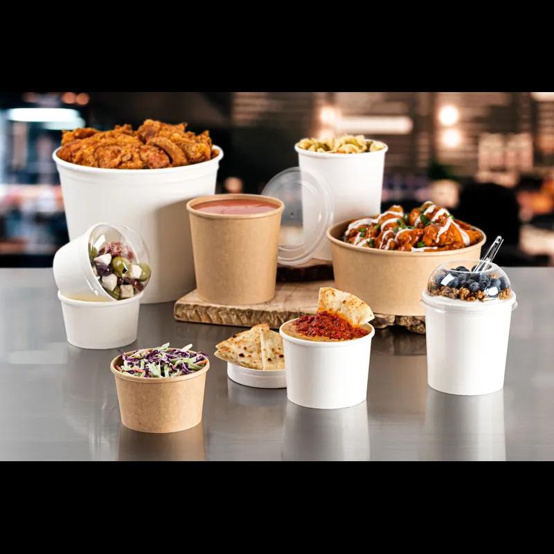Soup Food Container Base 16 OZ Single Wall Poly-Coated Paper SBS Paperboard White Round Squat 500/Case