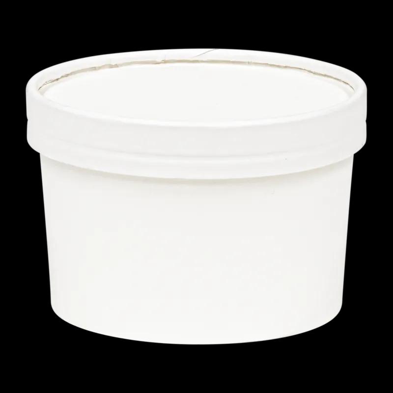 Soup Food Container Base 16 OZ Single Wall Poly-Coated Paper SBS Paperboard White Round Squat 500/Case