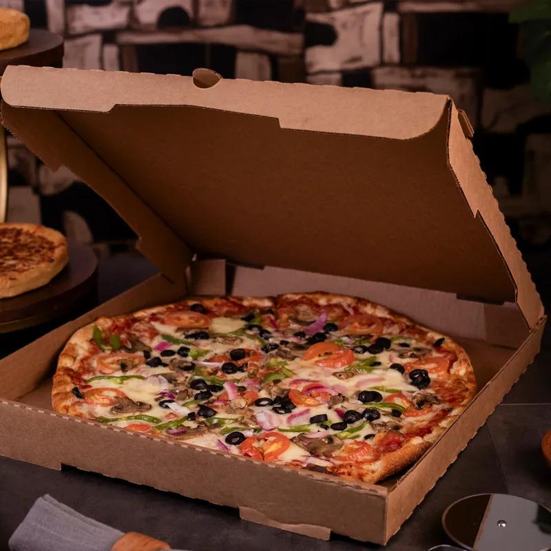 Pizza Box 16X16X1.75 IN Corrugated Cardboard Kraft Fluted B-Flute 50/Case
