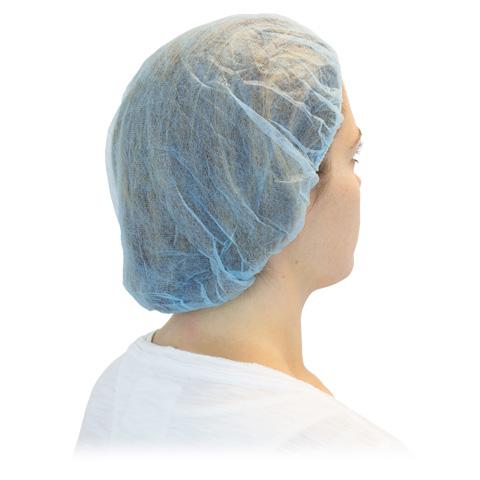 Bouffant Cap 24 IN Blue Spunbond Polypropylene 100 Count/Pack 10 Count/Case