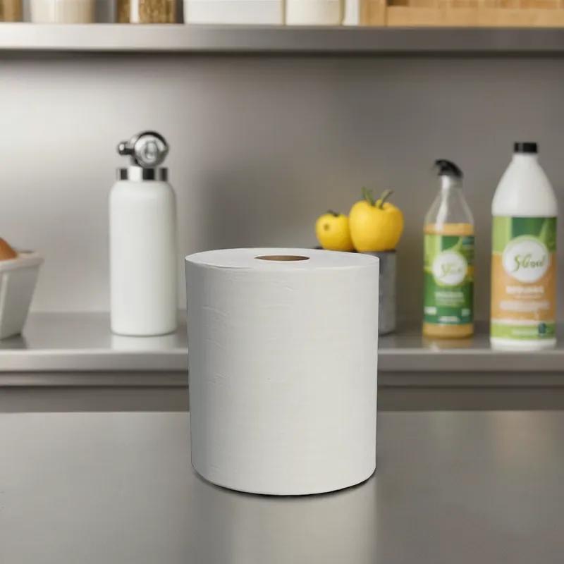 Roll Paper Towel 600 FT 1PLY White Hardwound 6 Rolls/Case