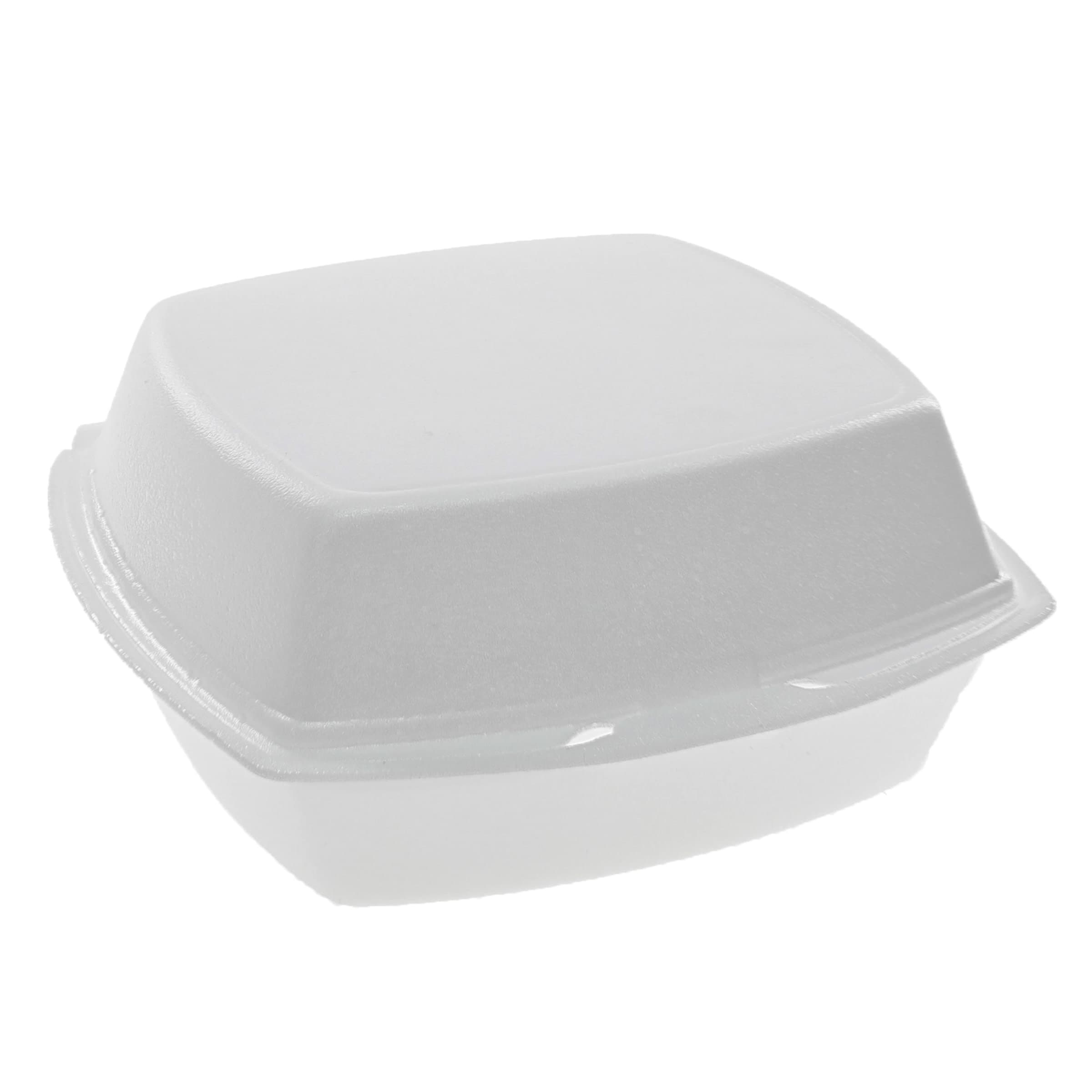 Sandwich Take-Out Container Hinged With Dome Lid Medium (MED) 6X6X3 IN Polystyrene Foam White Square 500/Case