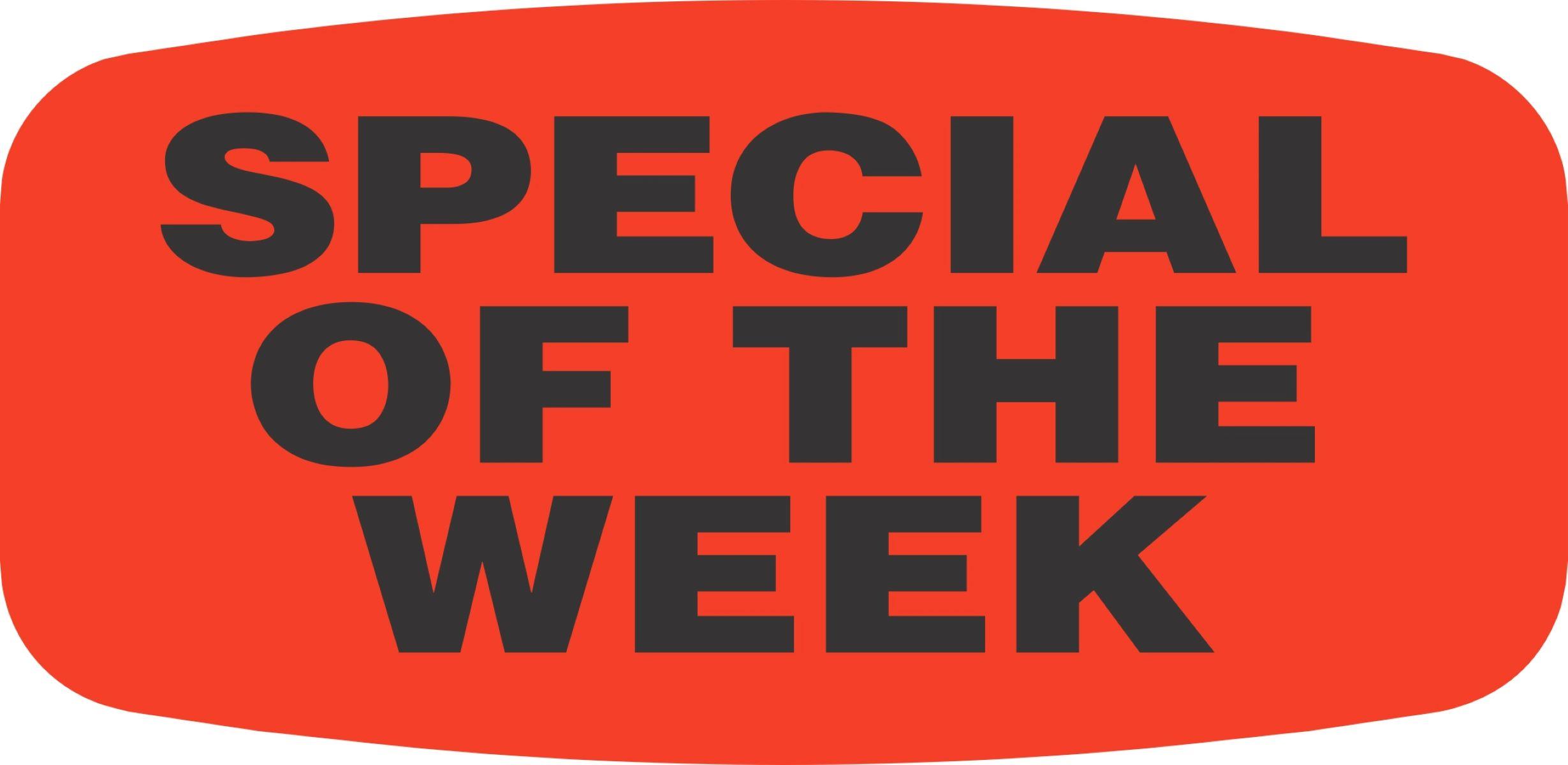 Special Of The Week Label 0.625X1.25 IN Black Fluorescent Red Short Oval 1000 Count/Roll 50 Rolls/Case 50000 Count/Case