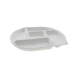 Cafeteria & School Lunch Tray 10.5X1 IN 5 Compartment Molded Fiber Natural Round 250/Case