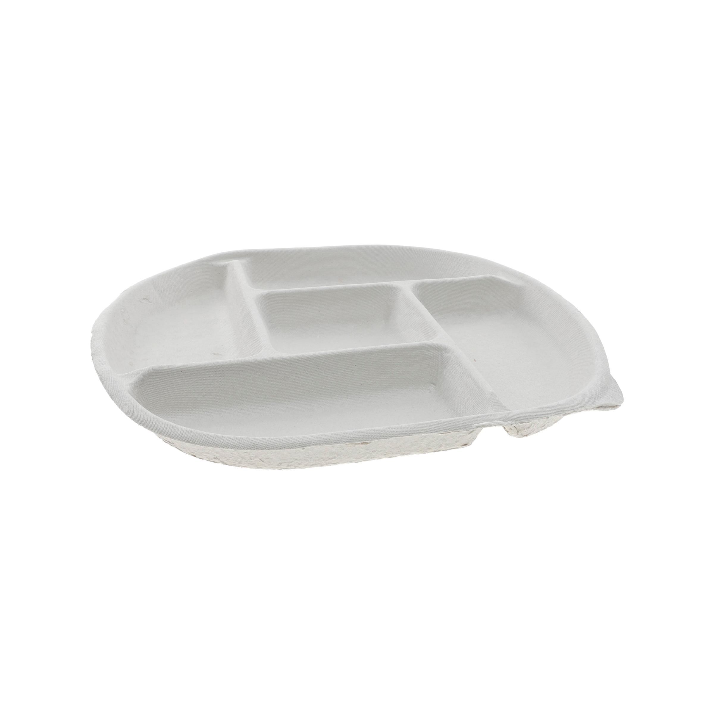 Cafeteria & School Lunch Tray 10.5X1 IN 5 Compartment Molded Fiber Natural Round 250/Case