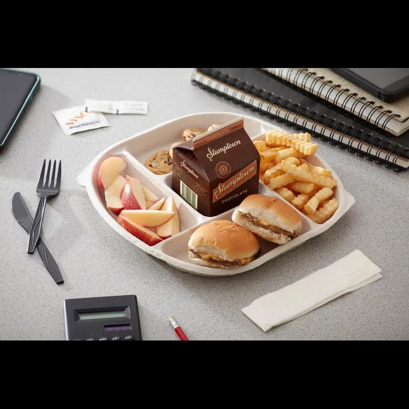 Cafeteria & School Lunch Tray 10.5X1 IN 5 Compartment Molded Fiber Natural Round 250/Case