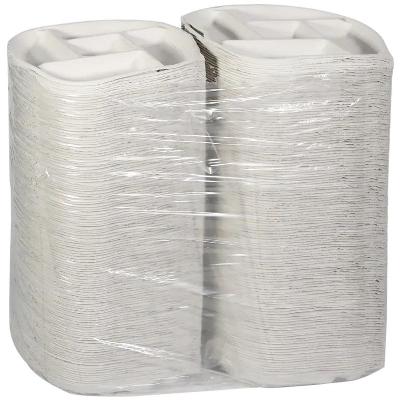 Cafeteria & School Lunch Tray 10.5X1 IN 5 Compartment Molded Fiber Natural Round 250/Case