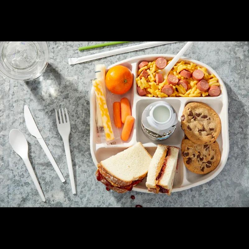 Cafeteria & School Lunch Tray 10.5X1 IN 5 Compartment Molded Fiber Natural Round 250/Case